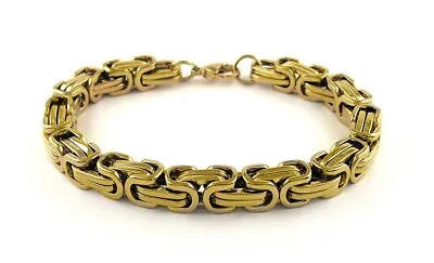 Men's Stainless Steel 8MM Gold Mechanic Byzantine Bracelet Link Chain 8.5  • $10.99