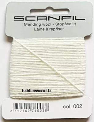 WHITE Scanfil Thread For Darning & Mending - 55% Wool 45% Nylon 15 Metres • £2.05