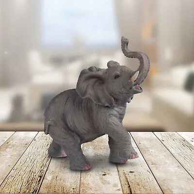 6 H Wildlife Baby Elephant With Trunk Up Figurine Room Decor • $20.41