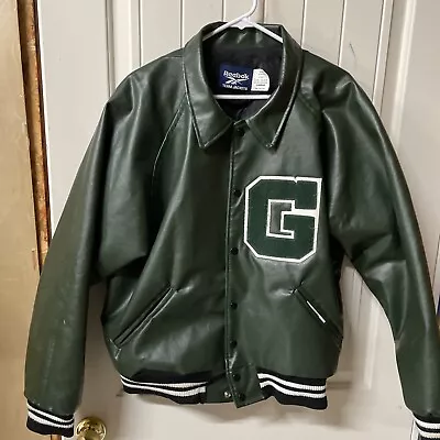 Reebok Team Jacket High School Varsity  Sz L Green With Letter G. Excellent • $35
