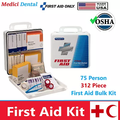 75 Person Construction First Aid Kit 312 Pieces Plastic Bulk OSHA Compliant • $83