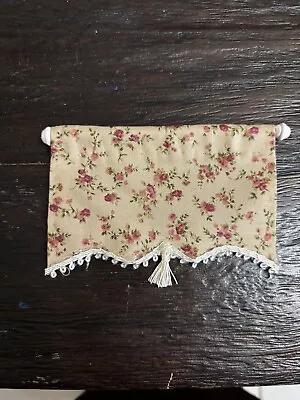 Dollhouse Miniature Roman Curtain Shade Curtain Beige W Red/pink Flowers • $5