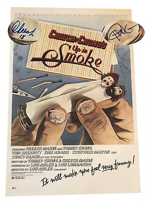 Cheech And Chong Signed Auto Up In Smoke Full Size Movie Poster Beckett Bas 14 • £337.34