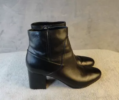 Via Spiga Womens  Leather High Block Heel Bootie Size 10 M Black • $39