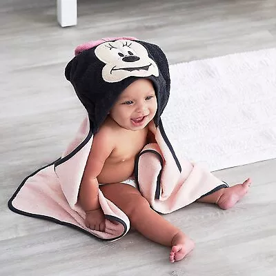 NWT Disney Baby Girl Minnie Mouse Hooded Towel Pink NIP Bath Or Beach Towel • $17.99