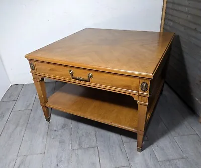 Vintage Drexel Heritage Mid Century Walnut 1-Drawer Square Side Table - Regency • $337.50