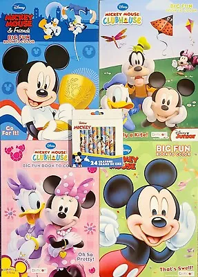 Disney Mickey Mouse Set Of 4 Jumbo Coloring Activity Books W/ Mickey Crayons • $15.95