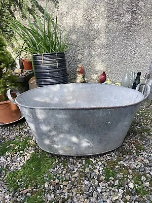 Vintage Galvanised Tin Bath Ideal Planter. • £45