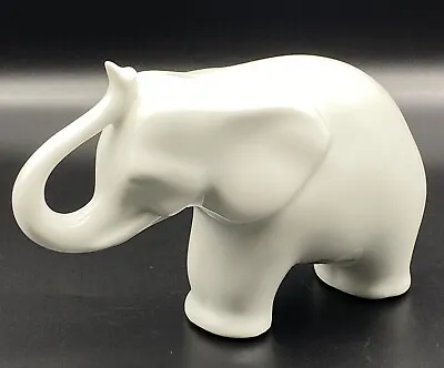 Vtg Naaman Israel White Porcelain Elephant Trunk Up Figurine • $28