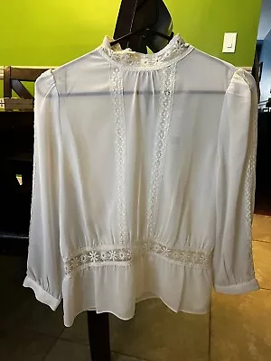 Lace Ellison Off White Long Sleeves Women's Polyester  Blouse Top Size Small NWT • $5.99