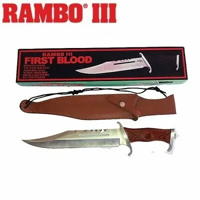 Rambo 3 First Blood Part III Hunting Knife With Leather Sheath • $87.50