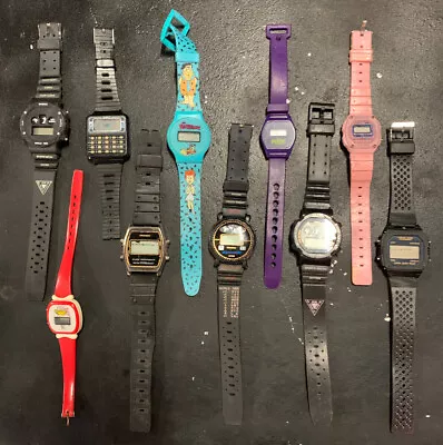 Lot Of 10 X Various 1990's Retro Colour Digital Watches GShock For Parts Repair • £26.25