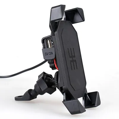 USA Motorcycle Bike ATV Cell Phone GPS Handlebar Mirror Mount Holder USB Charger • $13.99