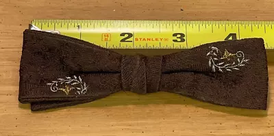 Clip-On Bow Tie Vintage Royal Rust Resistant  Brown Leaves 4-5  Rockabilly • $8.81