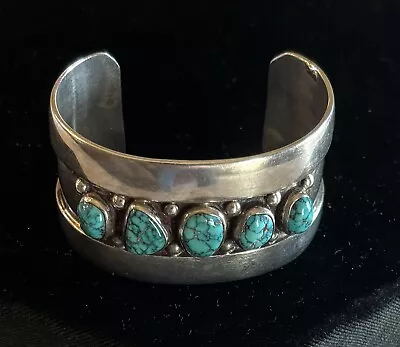 Turquoise Sterling Silver Cuff Bracelet Native American Style Frank Patania Sr.? • £778.48