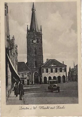 Postcard Dorsten I.W. - Market With Church And Classic Car (1938) • £0.86