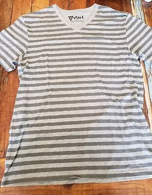 Vurt T-Shirt Brand Horizontal Stripes Soft Material Nice Feel Gray V Neck • $17.99