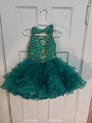 Little Rosie Sequined Pageant Beauty Queen Full Dress 24 Months Green Flaws B3 • $52