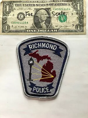 Richmond Michigan Police Patch Un-sewn Great Condition   • $11.75