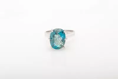 Vintage 1940s $6000 10ct Natural Blue Zircon Platinum Wedding Ring • $81