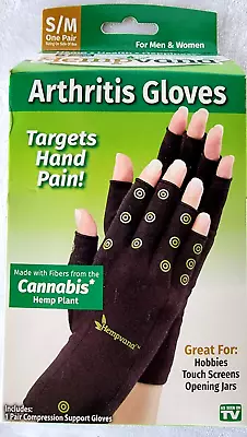 1 Pair Hempvana Relief Arthritis Compression Support Gloves Size S/M NEW • $12.99