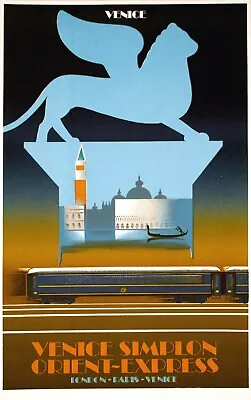 Original Vintage Poster For Venice Simplon Orient Express By Fix Masseau 1986 • $350