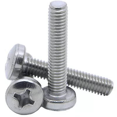 M2 M2.5 M3 M4 Phillips Pan Head Machine Screws Bolts A2 Stainless Steel Din7985h • £4.52