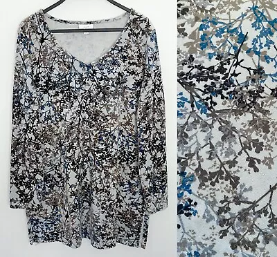 PURE JILL J Jill Pullover Tunic Top VELVET Long Sleeve V-Neck FLORAL Medium • $24.99