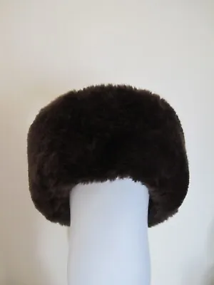 Hanlin Brown Sheepskin Cossack/Pill Box/Cossack Style Hat Size UK Medium • £15