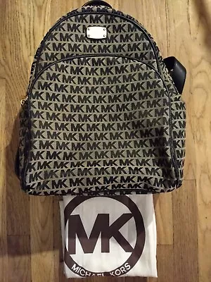  MICHAEL KORS Women's Abbey MK Signature Jacquard LARGE Backpack Pre Loved  • $55