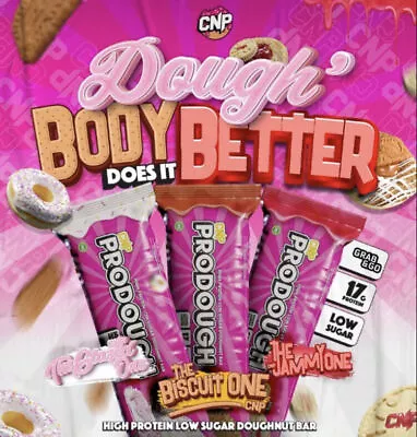 CNP PRODOUGH PRO DOUGH Low Sugar Healthy Snack Muscle 17g  Protein Bars 12 X 60g • £14.99