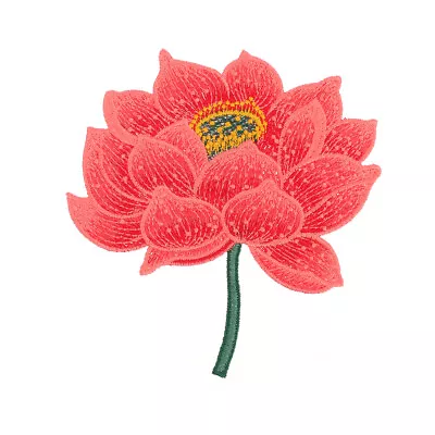 Embroidered Patch Flower Red Lotus Sew On Applique For Crafts Clothing Bags-MI • £7.79