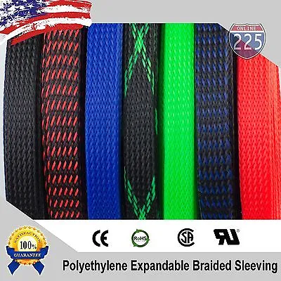 ALL SIZES & COLORS 5' FT - 100 Feet Expandable Cable Sleeving Braided Tubing LOT • $21.95