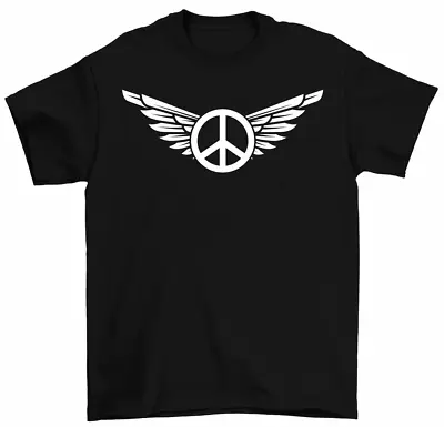 Peace Sign Angel Wings T-Shirt Hippie Freedom Peace Symbol Tees • $15.99