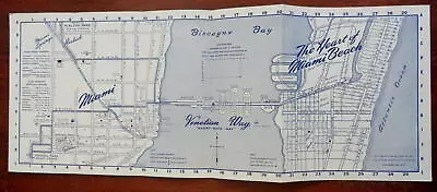 Miami Beach Florida Venetian Way Advertising City Plan C. 1930's Tourist Promo • $135