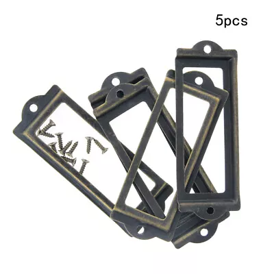 5pcs Antique Label Holder Metal Name Card Frame Furniture Cabinet Drawer Box • $4.89