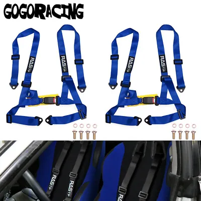 2x Blue 4 Point Buckle Racing Seat Belt Harness 2  Straps For ATV UTV Go-Kart • $49.95