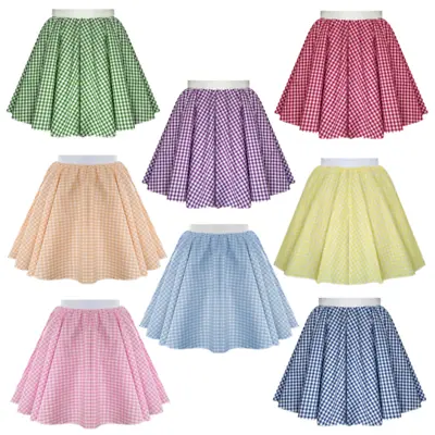 Girls Kids Gingham BARN DANCE Skirt - COW GIRL Line Dance HARVEST Costume DANCE • £8.99