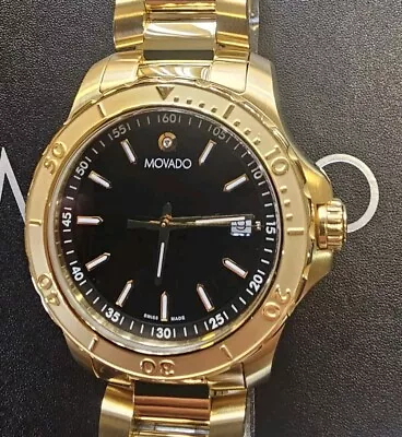 Movado Series 800 Diamond Marker Watch With 40mm Black Face & Golden Bracelet • $825
