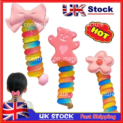 £4.38 • Buy Plastic Telephone Wire Line Elastic Bands Hair Ties Scrunchy Colored Rubber Band