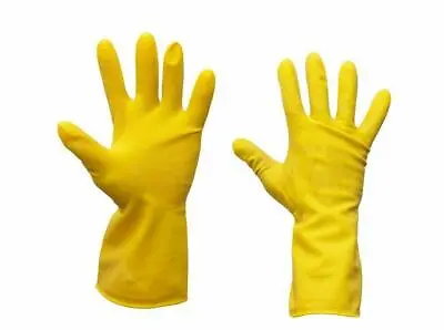 2 Pairs Yellow Rubber Gloves Washing Up Cleaning Latex Kitchen Strong Glove • £2.99