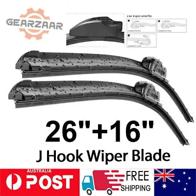 Windscreen Windshield Wiper Blades Front Window Fit For J Hook Wiper Arm 26 +16  • $17.99