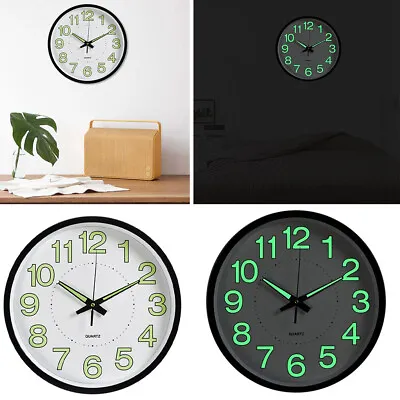 £14.95 • Buy 30cm Round Numerals Illuminated Wall Clock Fluorescence Luminous Home Bedroom UK