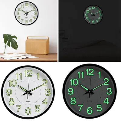 30cm Round Numerals Illuminated Wall Clock Fluorescence Luminous Home Bedroom UK • £9.95