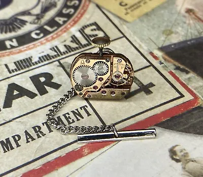 Vintage OMEGA Watch Movement Tie Pin Tack Steampunk Torch Soldered Mens Jewelry • $65