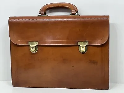 Superb Vintage Honey Tan Leather City Lawyer Document Briefcase AMAZING PATINA • $251.39