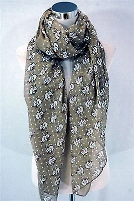 Rabbit And Polka Dot (brown)  Print Scarf • £7.98