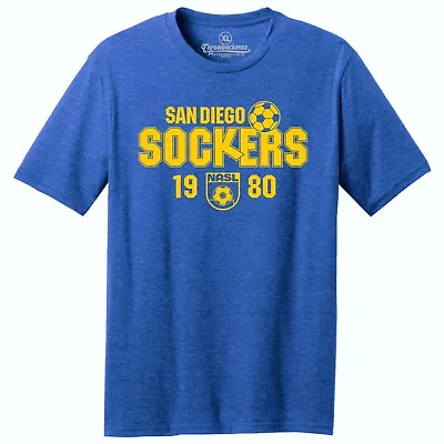 San Diego Sockers 1980 MISL Soccer TRI-BLEND Royal Heather Tee Shirt • $22