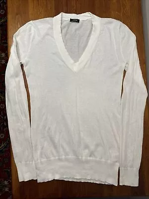 J Crew White Cotton V Neck Sweater Size S Lightweight Women’s • $16.95