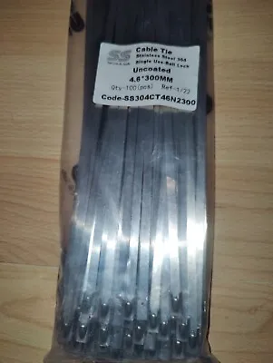 100 STAINLESS STEEL Metal Cable Ties Zip Wrap  STRAPS 4.6*300MM • £8.99
